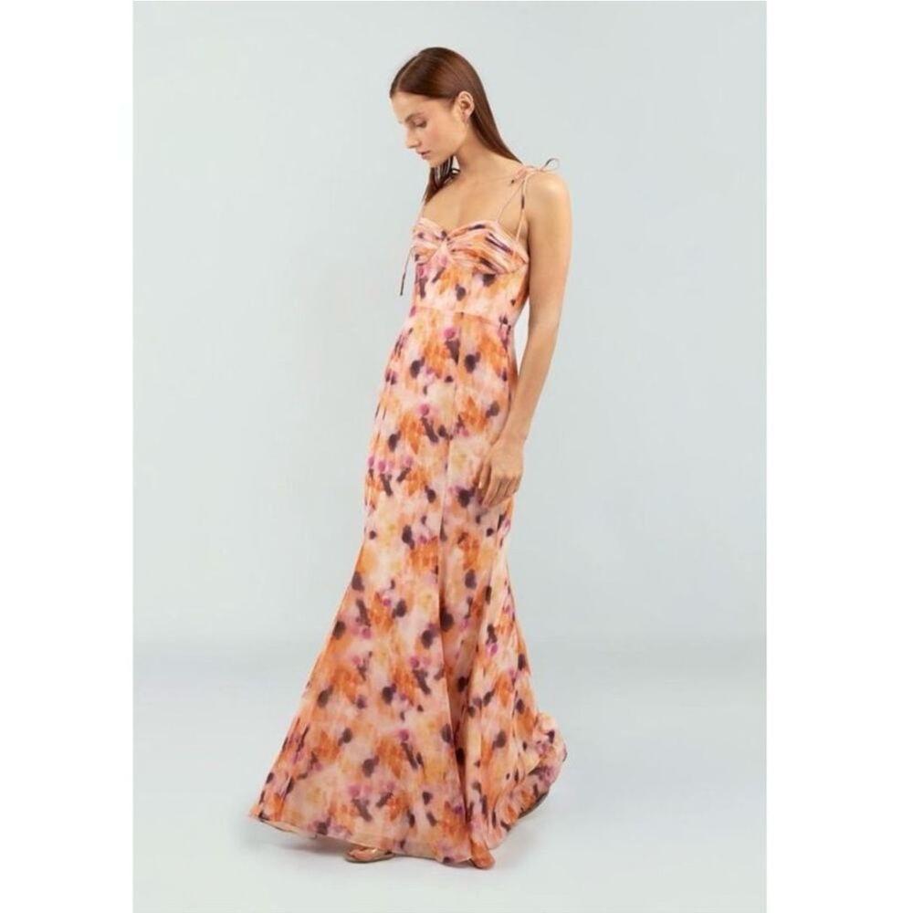 Fame and Partners Elham Maxi Dress 4 Pink Orange NEW